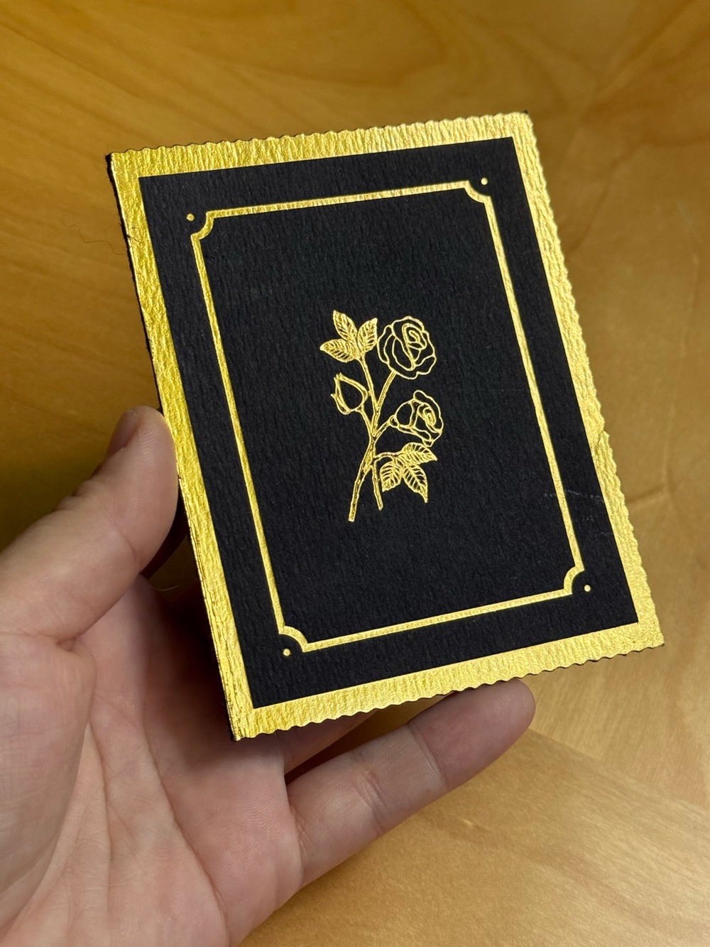 Vintage Unframed 3.5x4.5" Gold Foil Rose Flower Art Print American Traditional